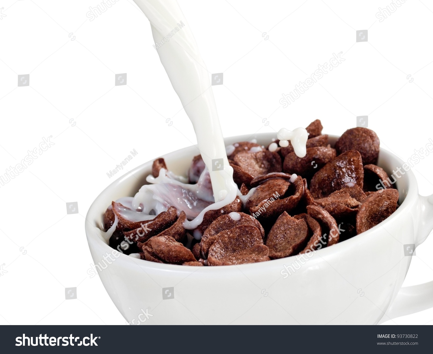 Milk Pouring Into Cup Chocolate Cereal Stock Photo Edit Now