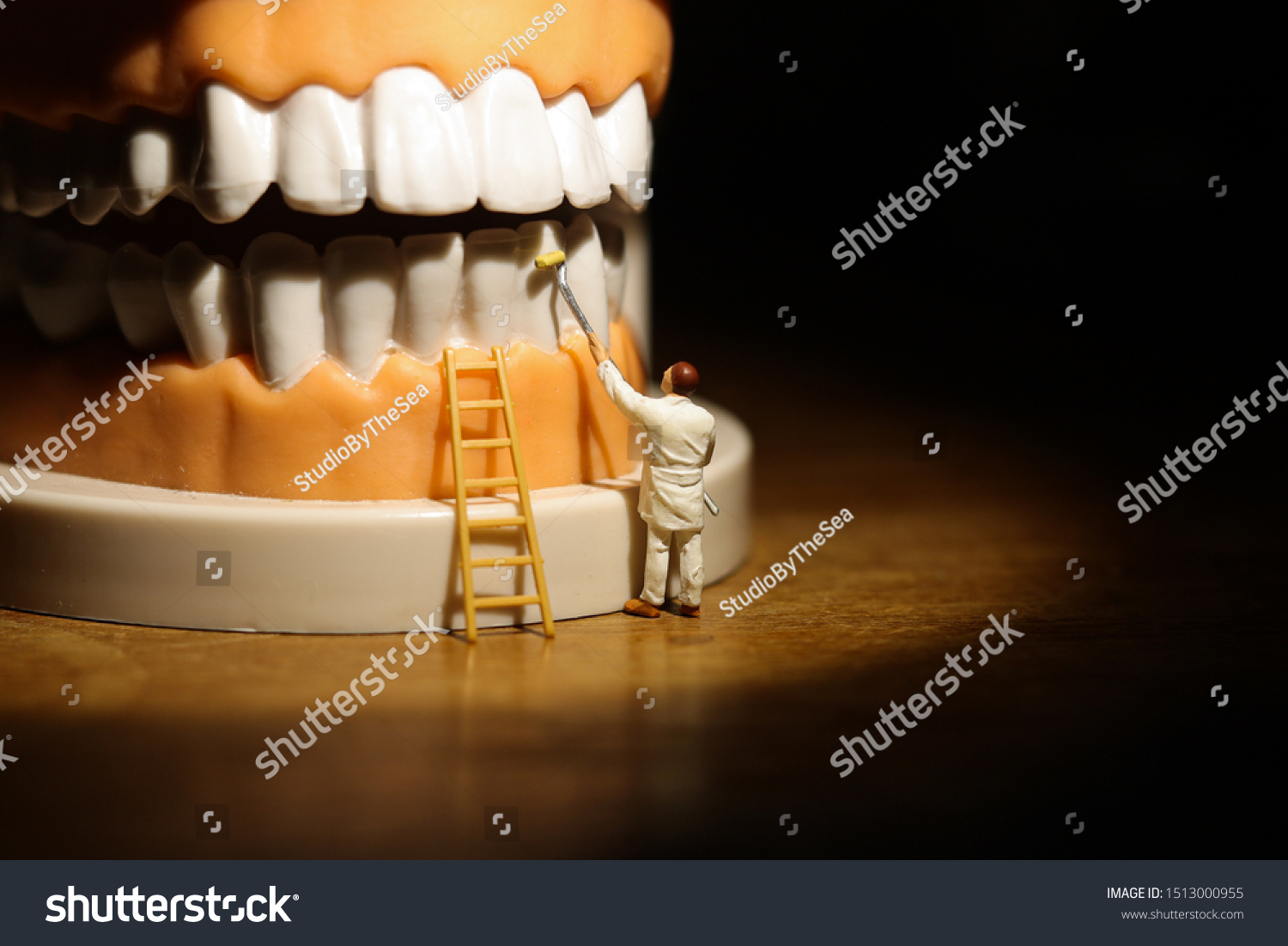 24 Miniature Painting On Teeth Images Stock Photos Vectors   Stock Photo Miniature People Dentist Concept A Man Use Brush Painting Cleaning Teeth 1513000955 