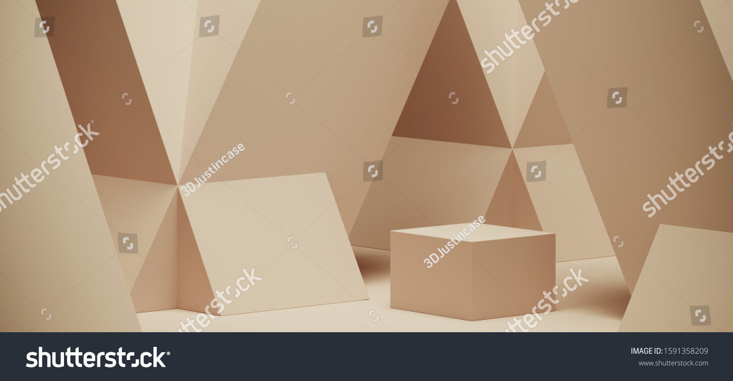 Minimal Background Branding Packaging Presentation Beige Stock