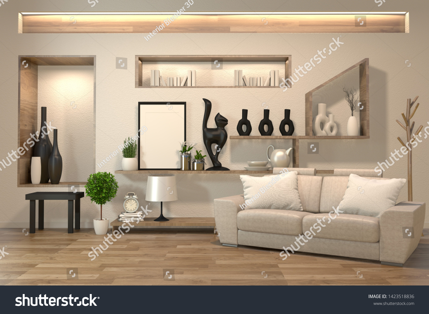 Minimal Interior Design Room Zen Style Stock Illustration 1423518836