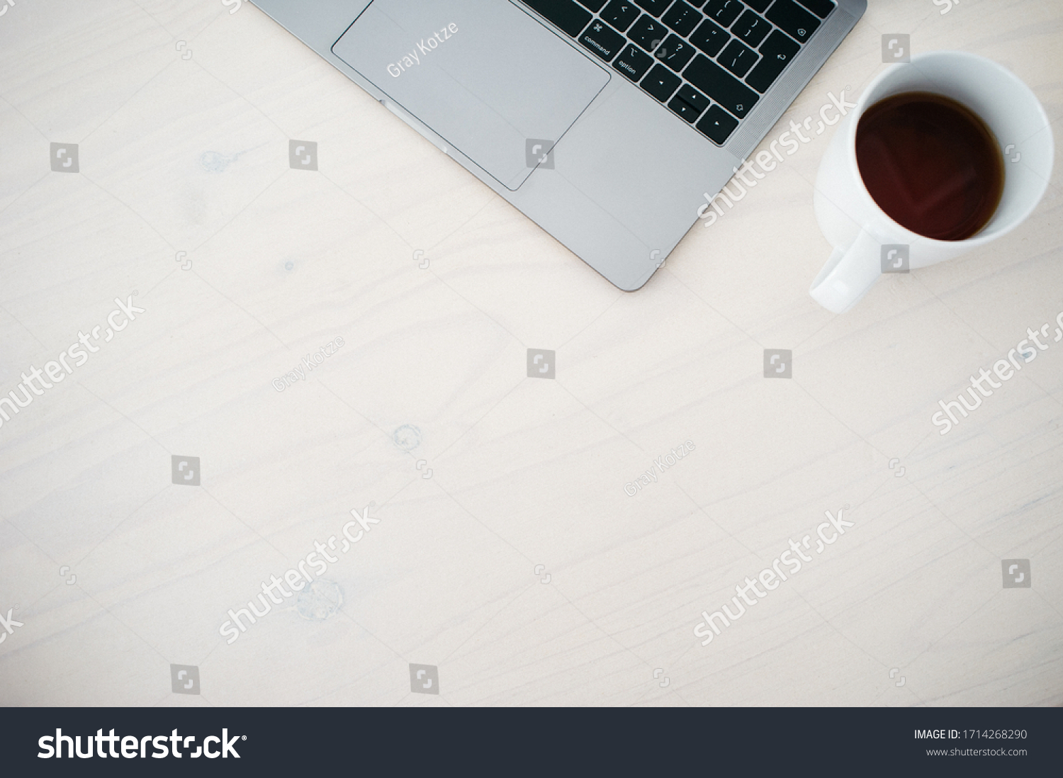 Minimal Table Top View Laptop Tea Stock Photo 1714268290 | Shutterstock