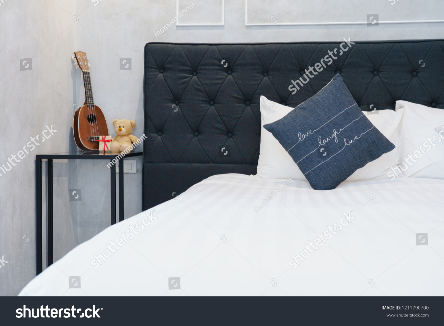 Minimalist Bedroom Black White Gray Color Stock Photo Edit