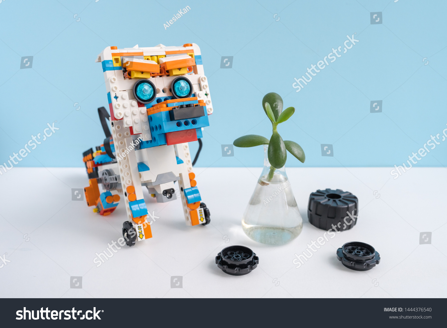 blue and white robot dog