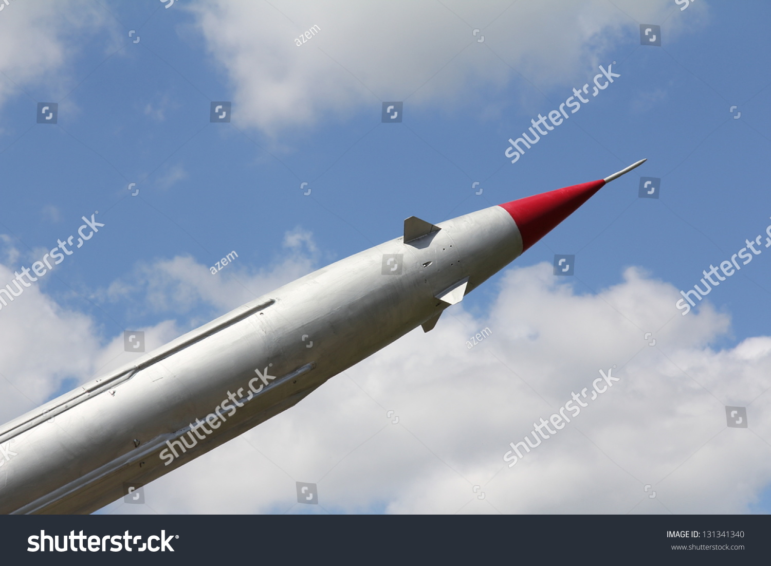 Missile Red Tip Peaceful Blue Skyrocket Stock Photo 131341340 ...