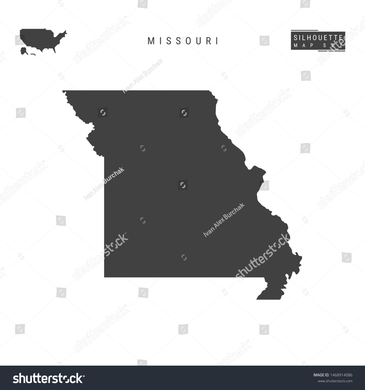 Missouri Us State Blank Map Isolated 1468914086   Stock Photo Missouri Us State Blank Map Isolated On White Background High Detailed Black Silhouette Map Of 1468914086 