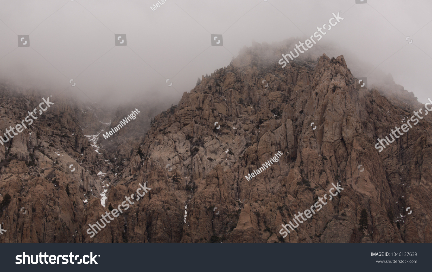 Mist Shrouded Mountain Top On Pine Stock Photo Edit Now 1046137639