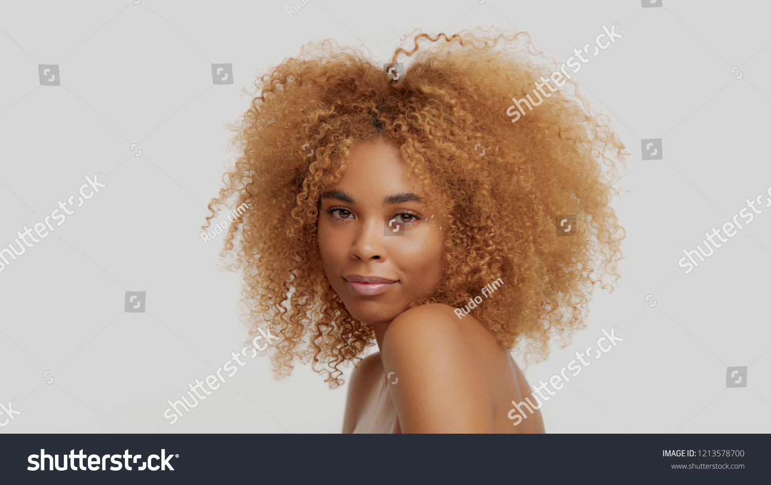 Mixed Race Black Blonde Model Curly Stock Photo Edit Now 1213578700