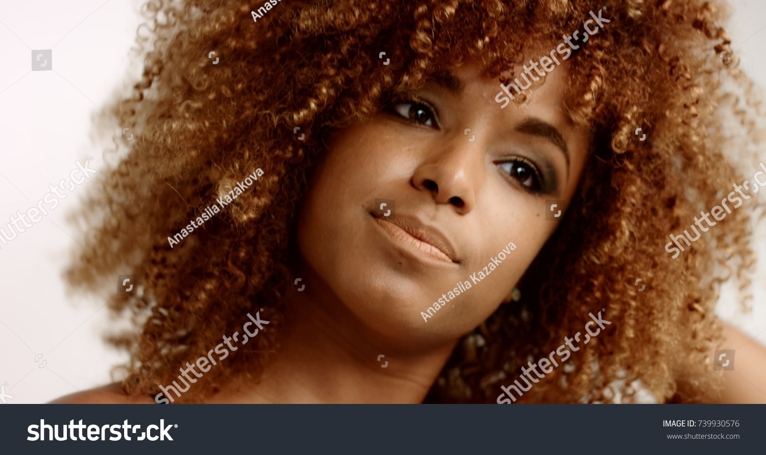 Mixed Race Black Woman Blonde Curly Stock Photo Edit Now 739930576