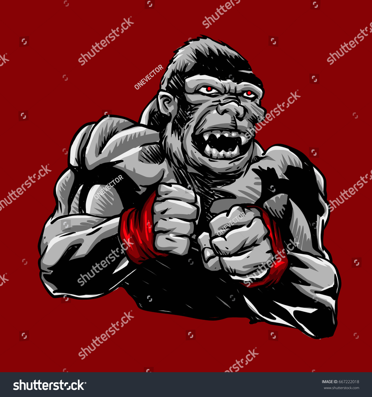 Mma Fighter Gorilla Stock Illustration