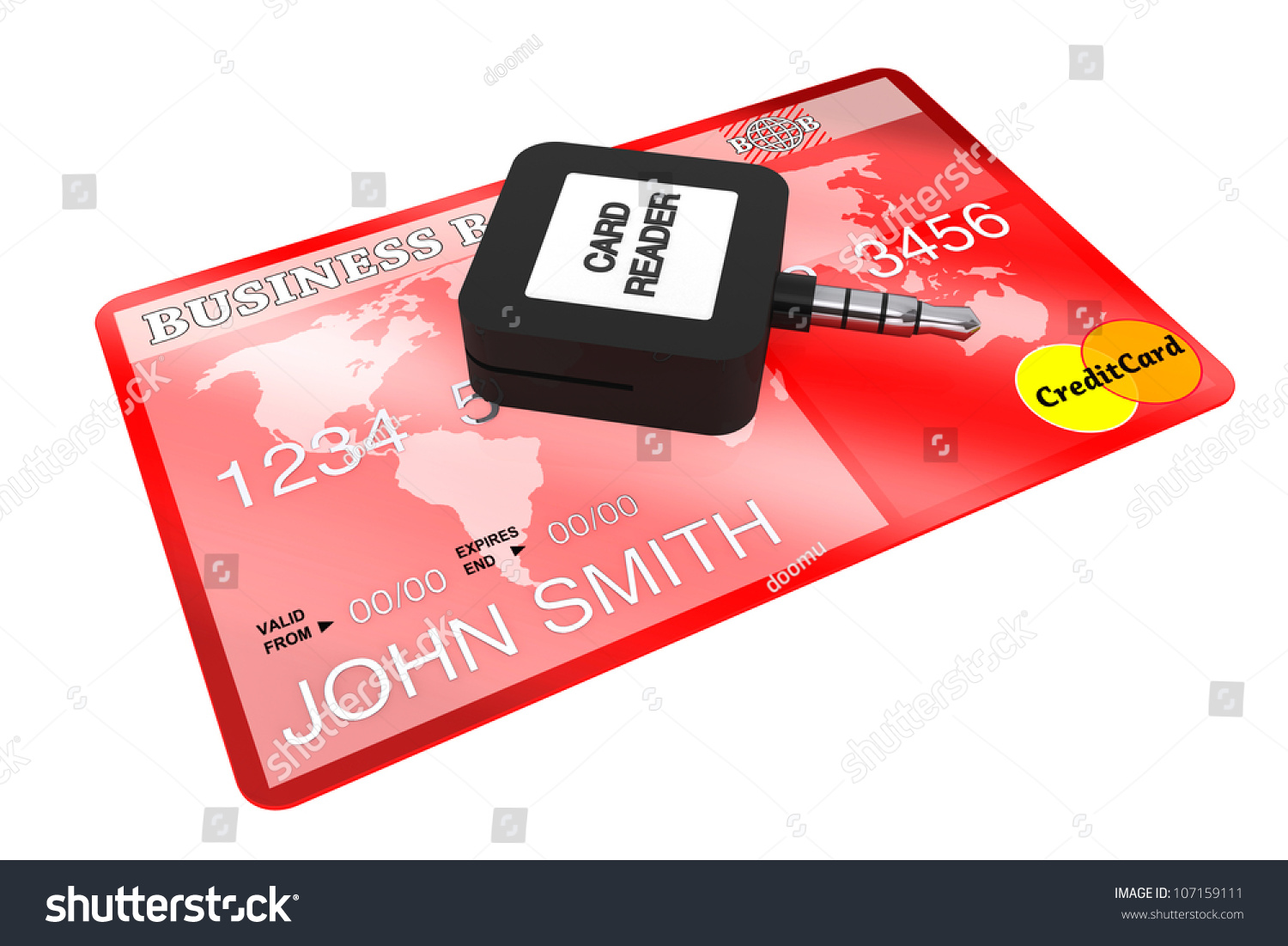 Mobile Credit Card Reader On White Stock Illustration 107159111