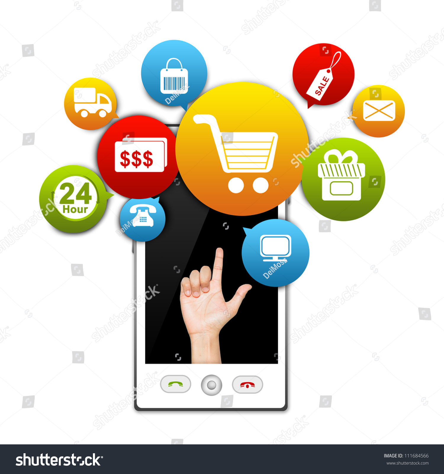 Mobile Phone Internet And Online Shopping Concept Present By White ...