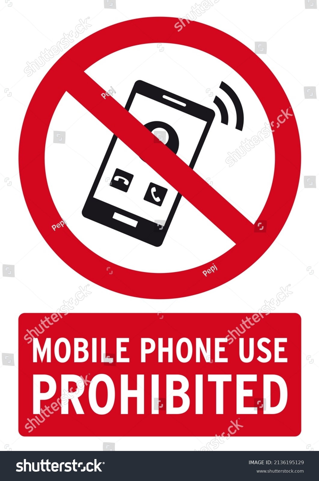 Mobile Phone Use Prohibited Poster This Stock Illustration 2136195129 ...