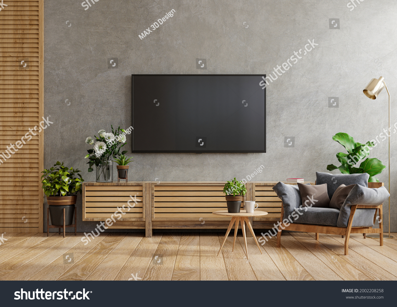 Mock Tv Wall Mounted Cement Stock Illustration 2002208258