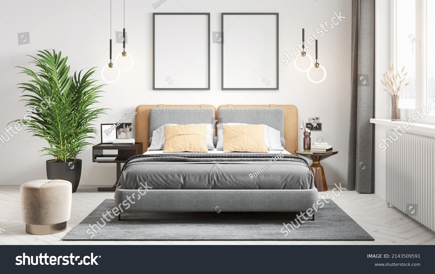 Mockup Frame Home Interior Background 3d Stock Illustration 2143509591