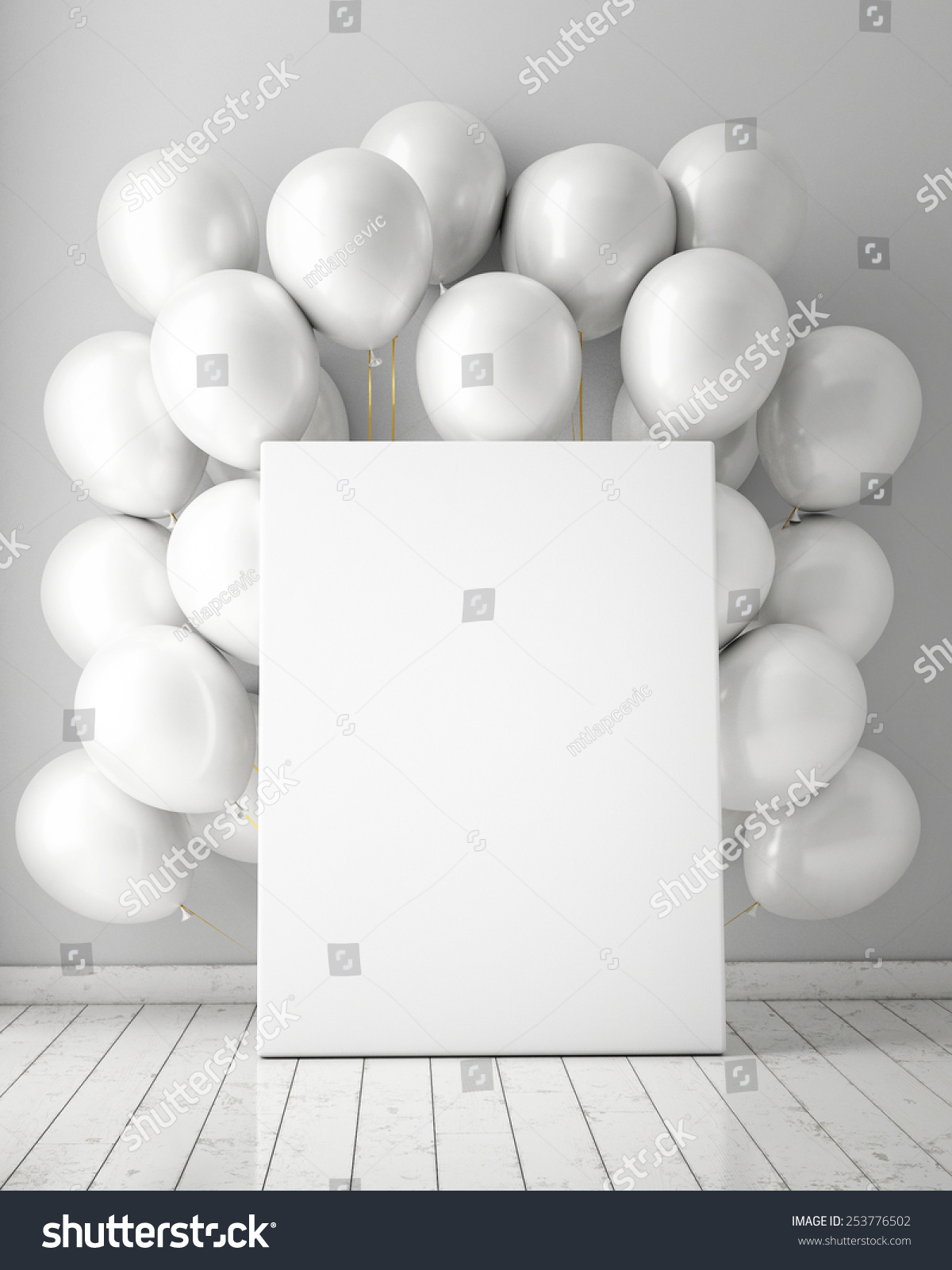 Download Mock Poster Interior Background White Balloons Stock ...