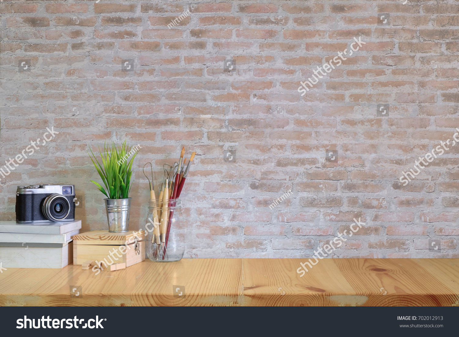 Mock Wood Desk Work Modern Home Stock Photo 702012913 | Shutterstock