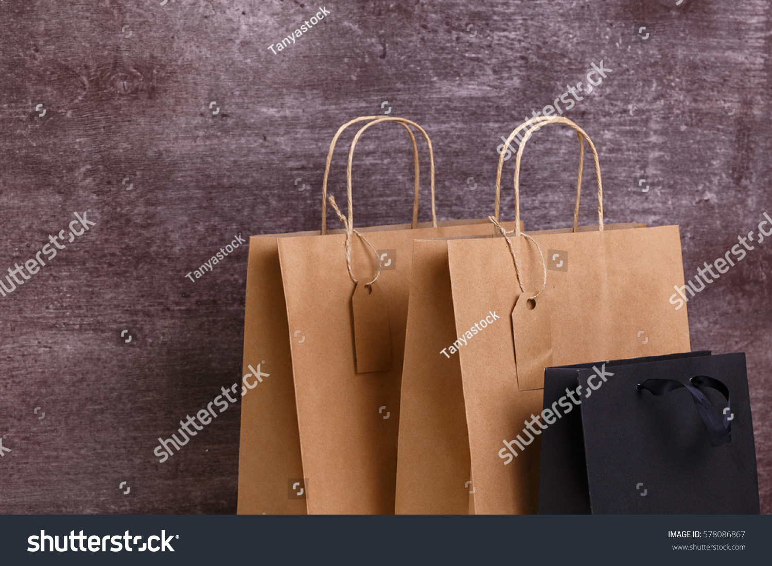 Download Mockup Blank Shopping Bags Brown Black Stock Photo ...