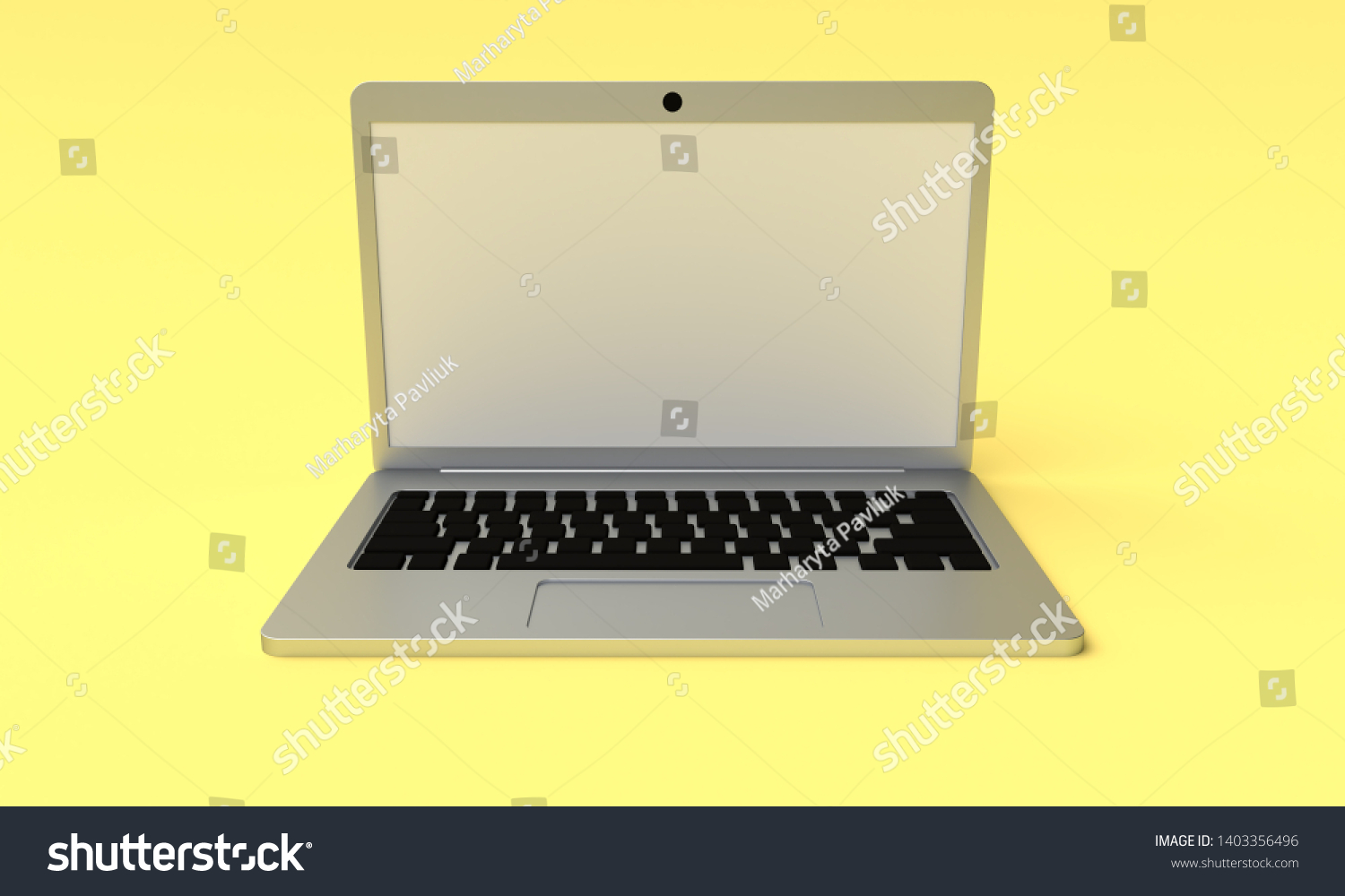 Download Mockup Open Laptop On Yellow Background Stock Illustration 1403356496 Yellowimages Mockups