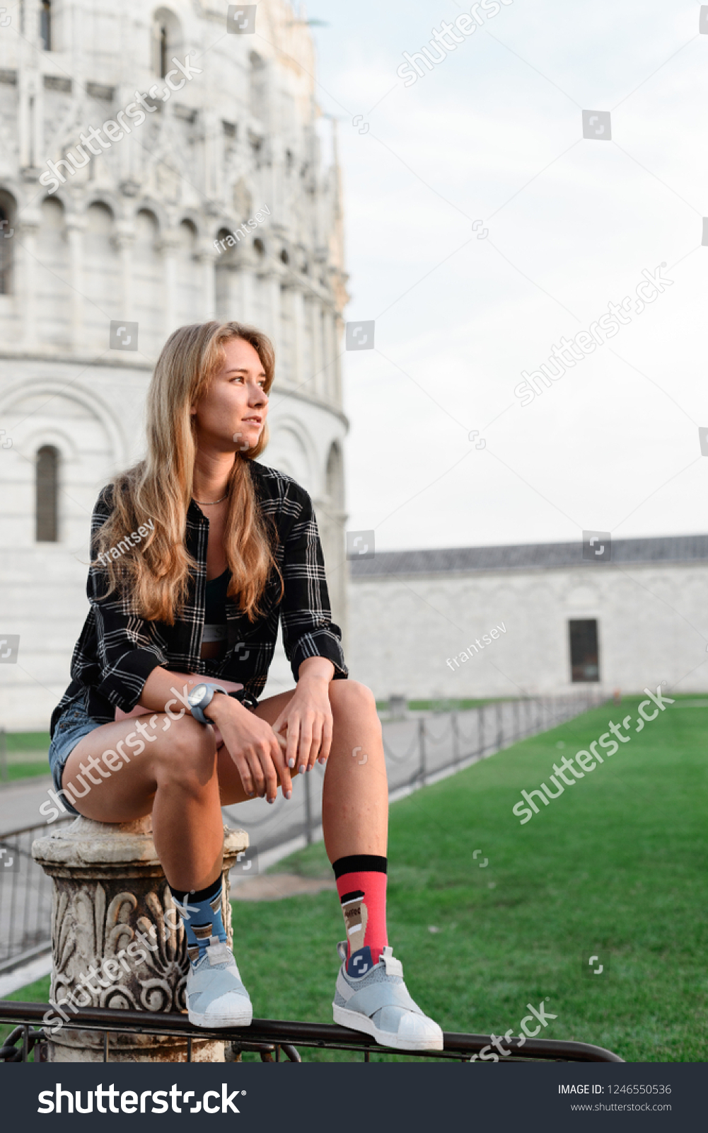 Model Blonde Fashion Girl Posing Jeans Stock Photo Edit Now