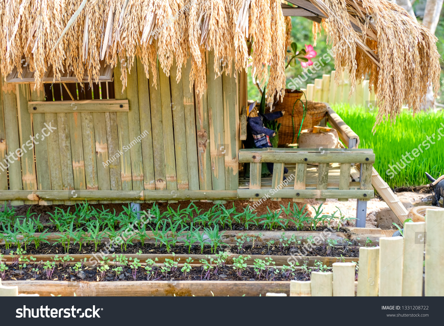 Model House Made Bamboo Rice Miscellaneous Stock Image