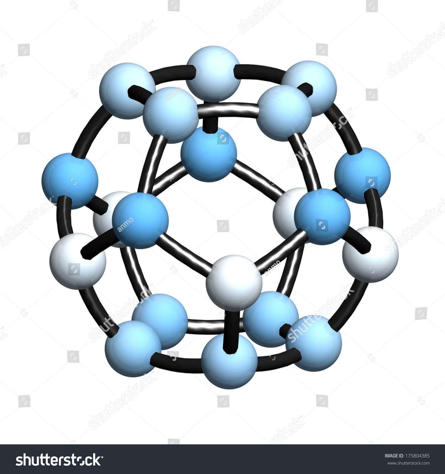 Model Of A Molecule Of Fullerene C - Twenty Isolated On White Stock ...