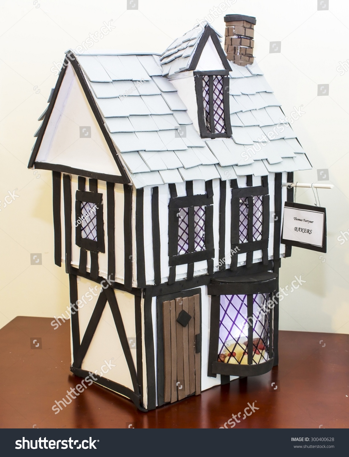 Model of a tudor house Model of a tudor house