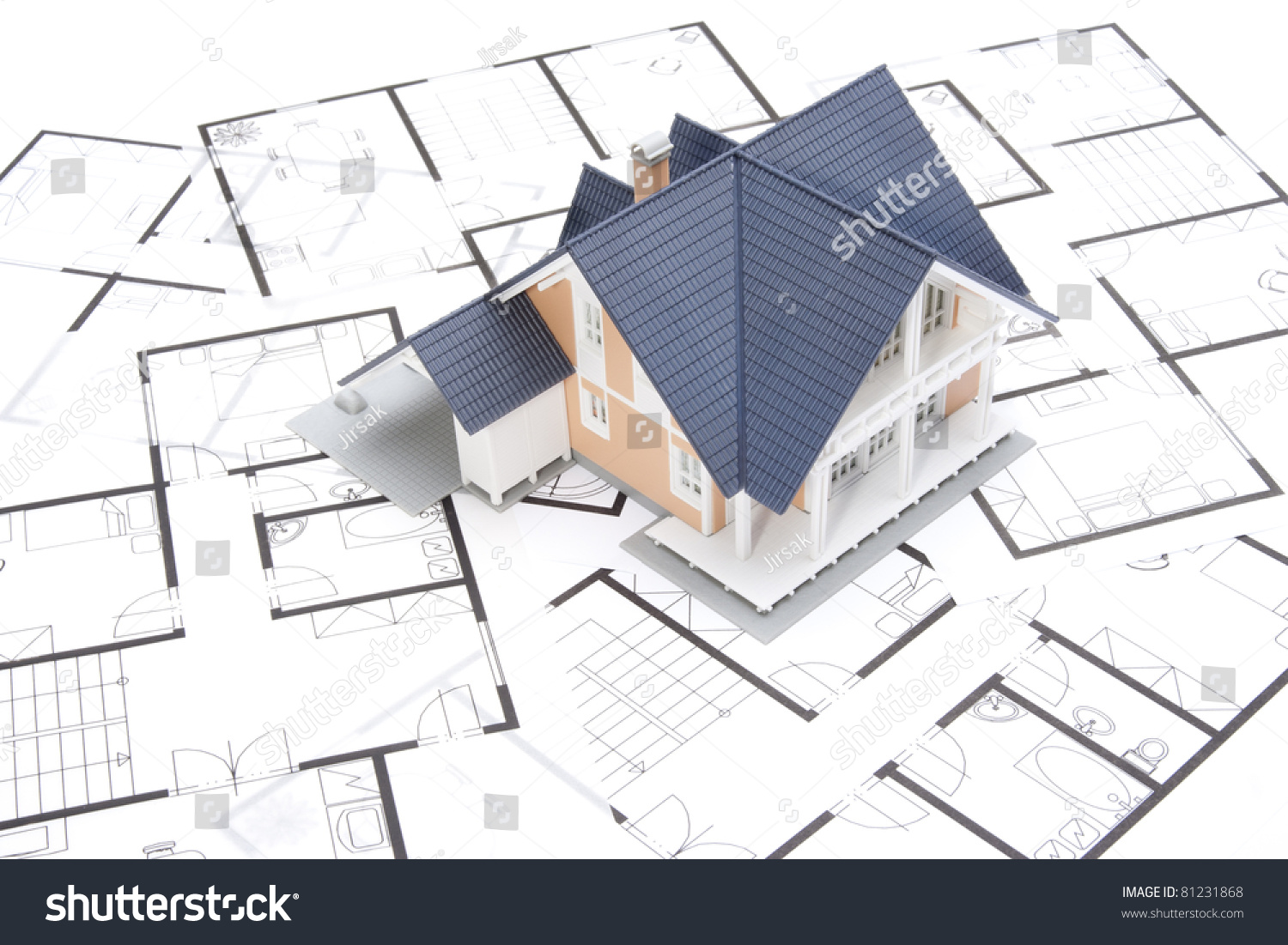 Model House On Blueprints Stock Photo 81231868 | Shutterstock