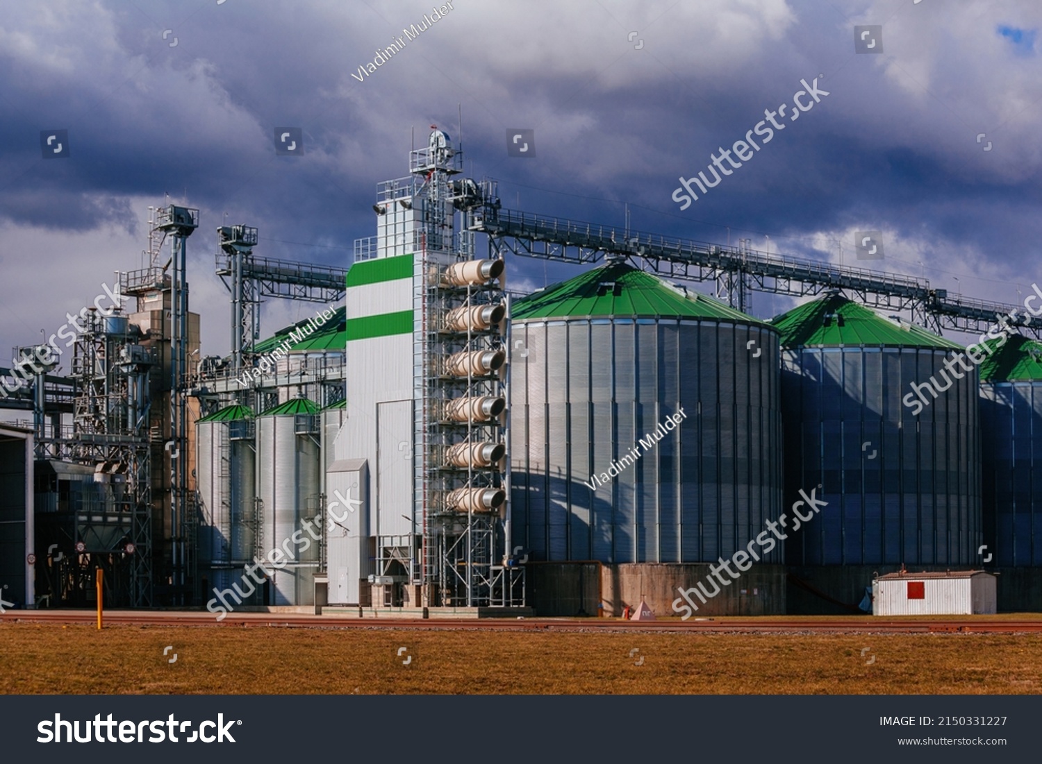 Modern Agricultural Grain Drying Complex Silos Stock Photo 2150331227 ...