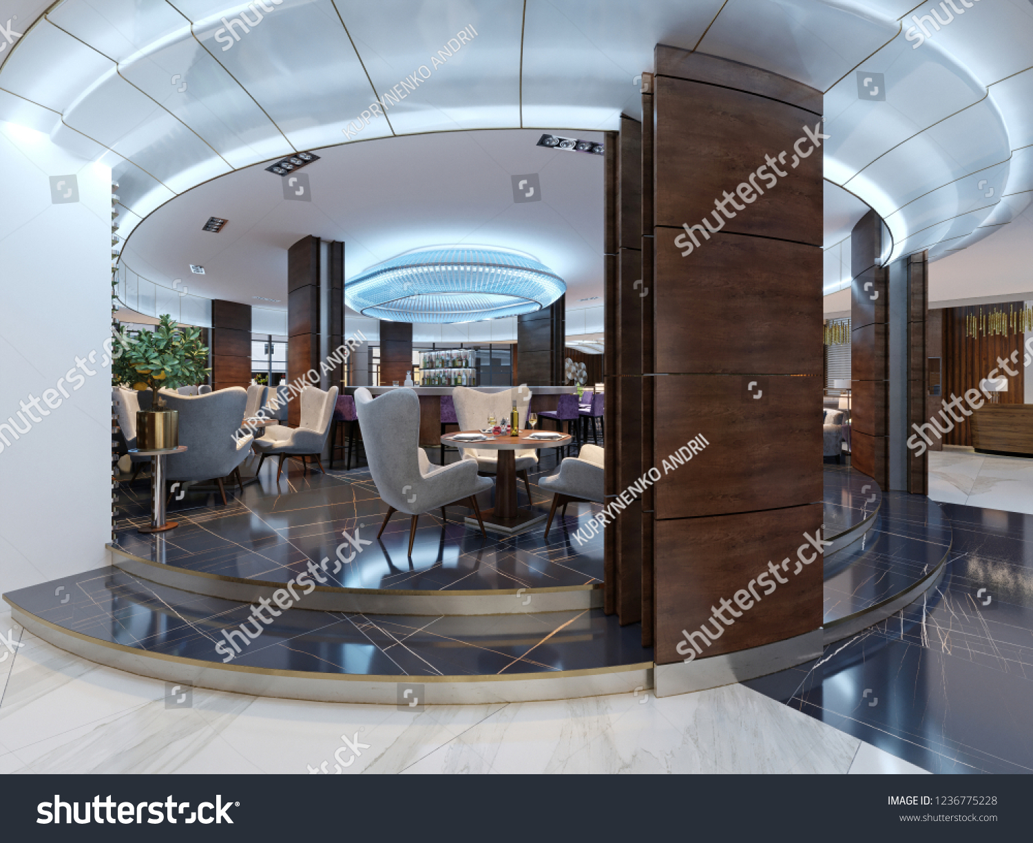 Modern Bar Restaurant Luxurious Modern Style Stock Illustration