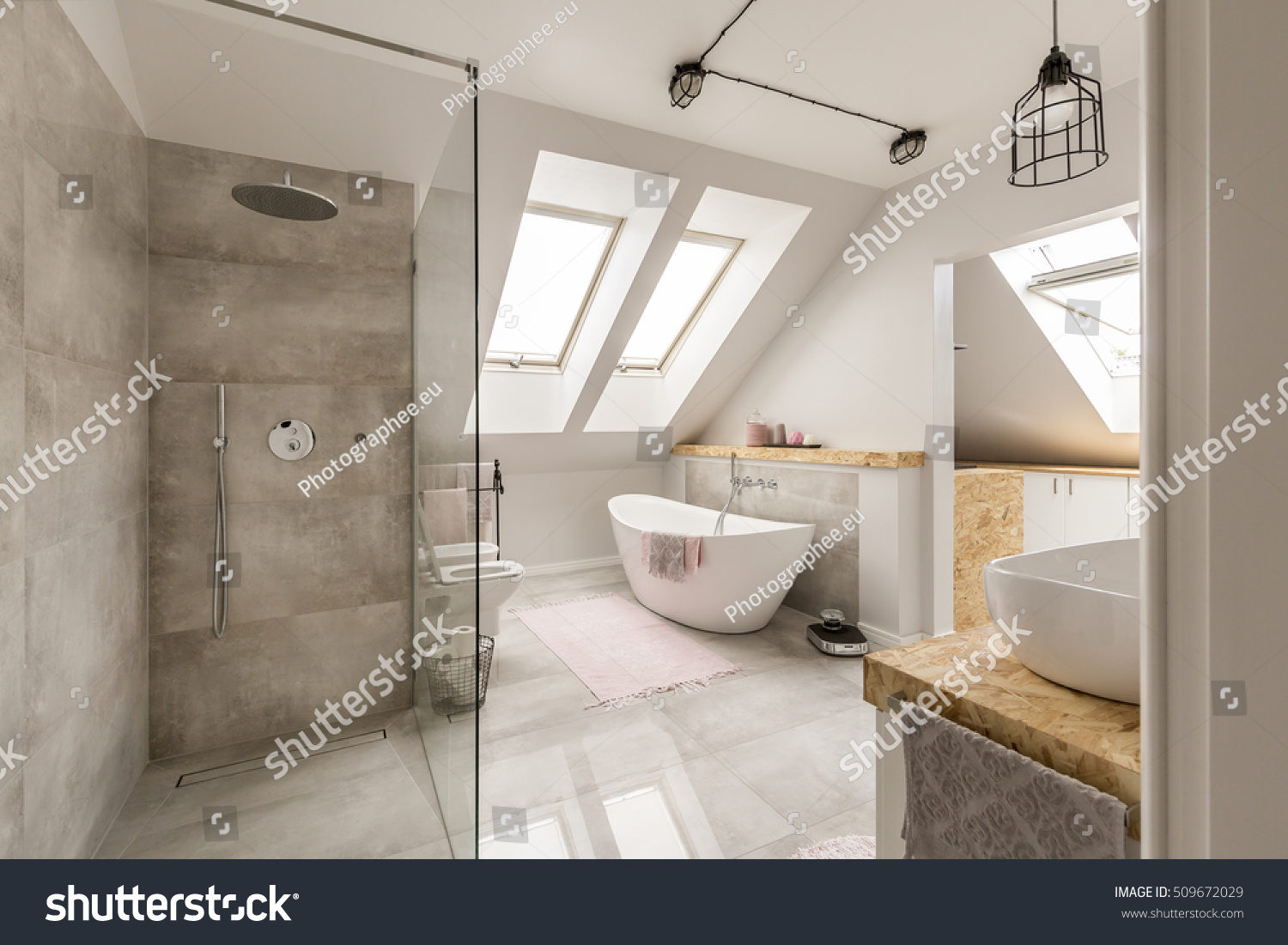 modern shower lighting