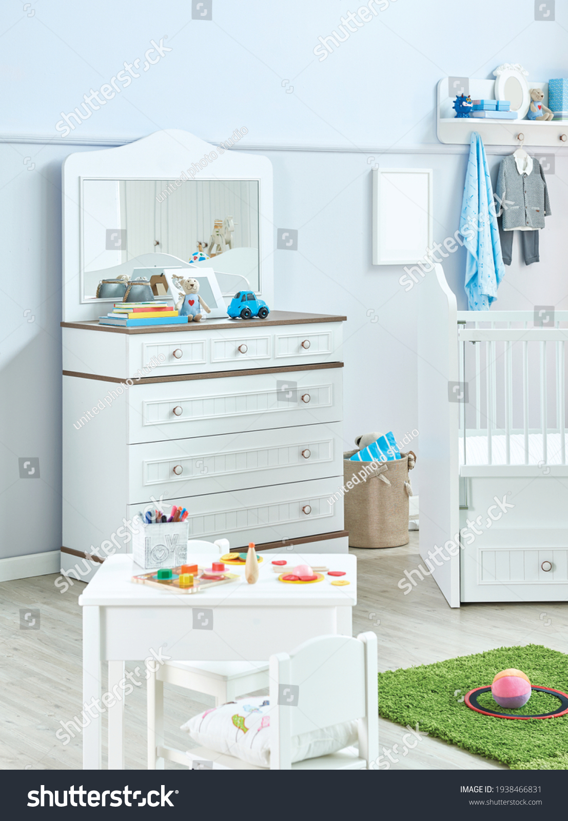 blue baby dresser