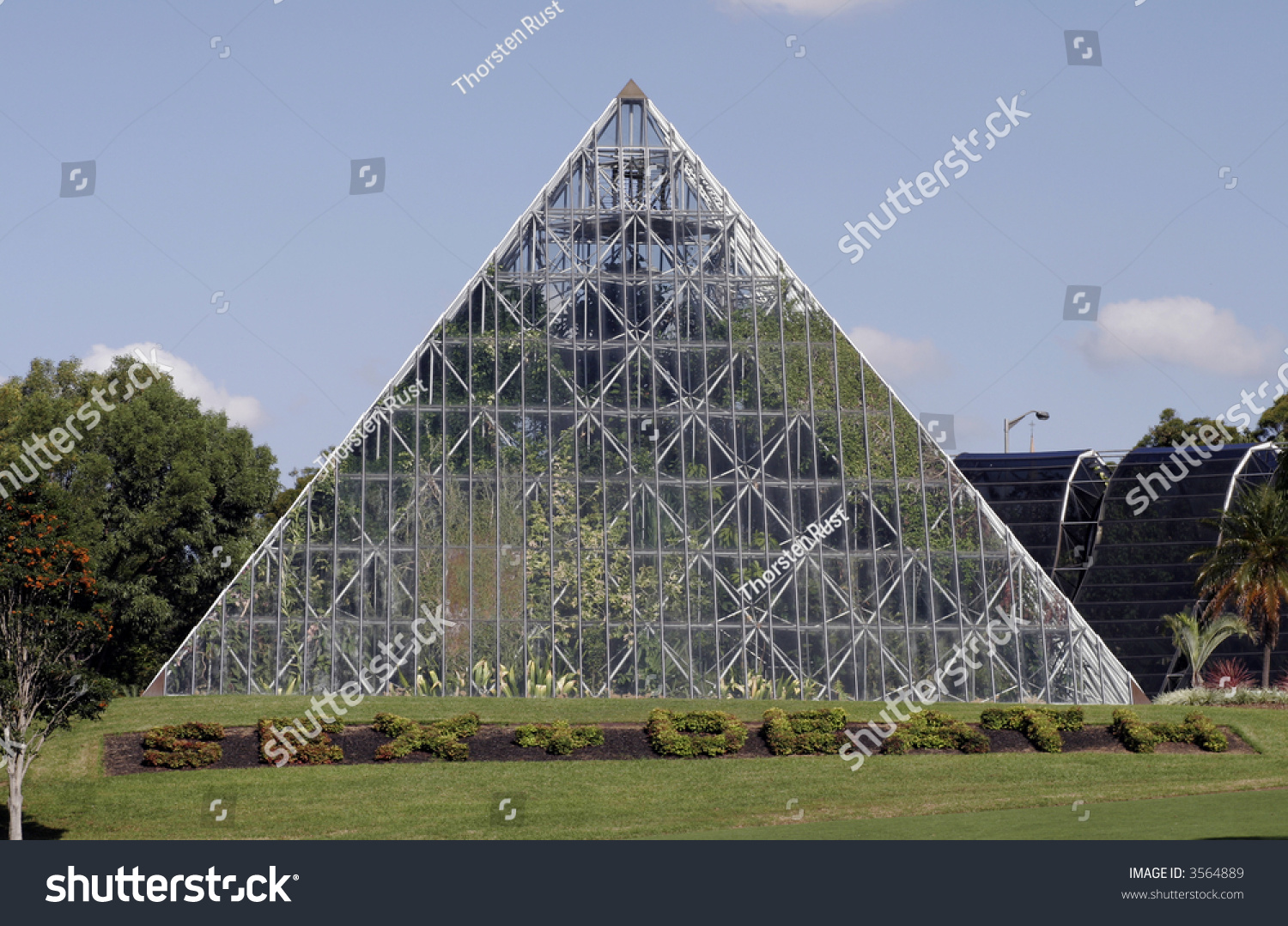 Modern Building Pyramid Glass Steel Facade Stock Photo 3564889 ...