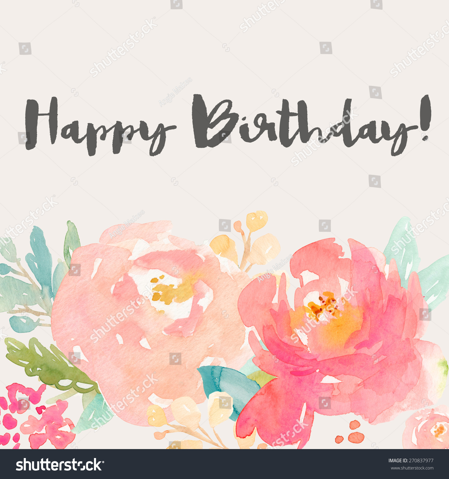 Modern Calligraphy Happy Birthday Brushed Calligraphy Text With ...