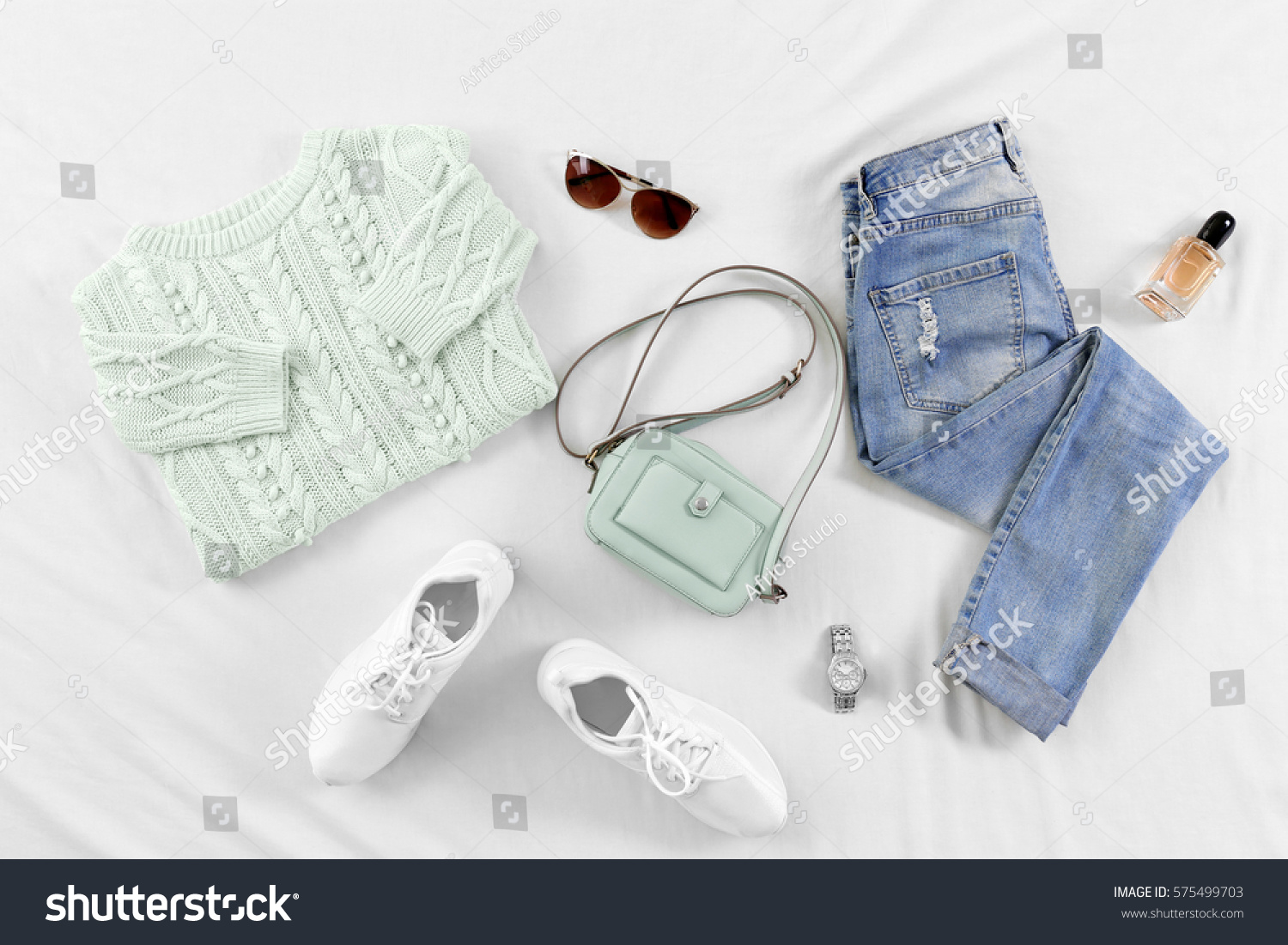 Modern Clothes On Bed Stock Photo 575499703 | Shutterstock