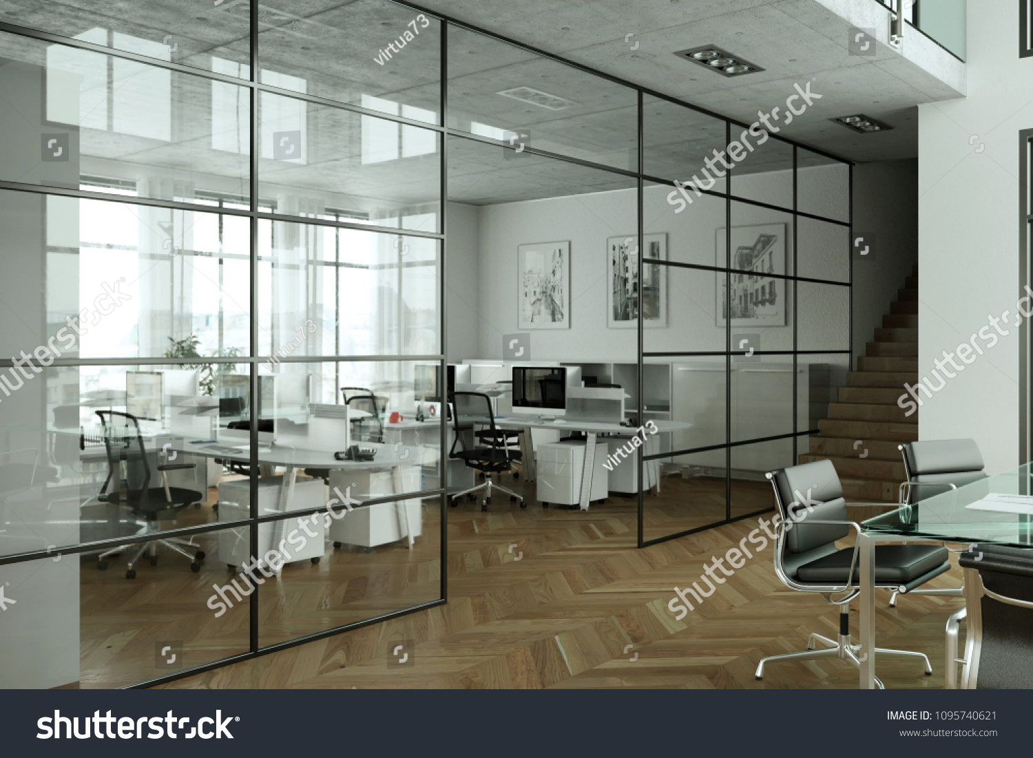 Modern Conference Room Interior Design 3d Stock Illustration 1095740621