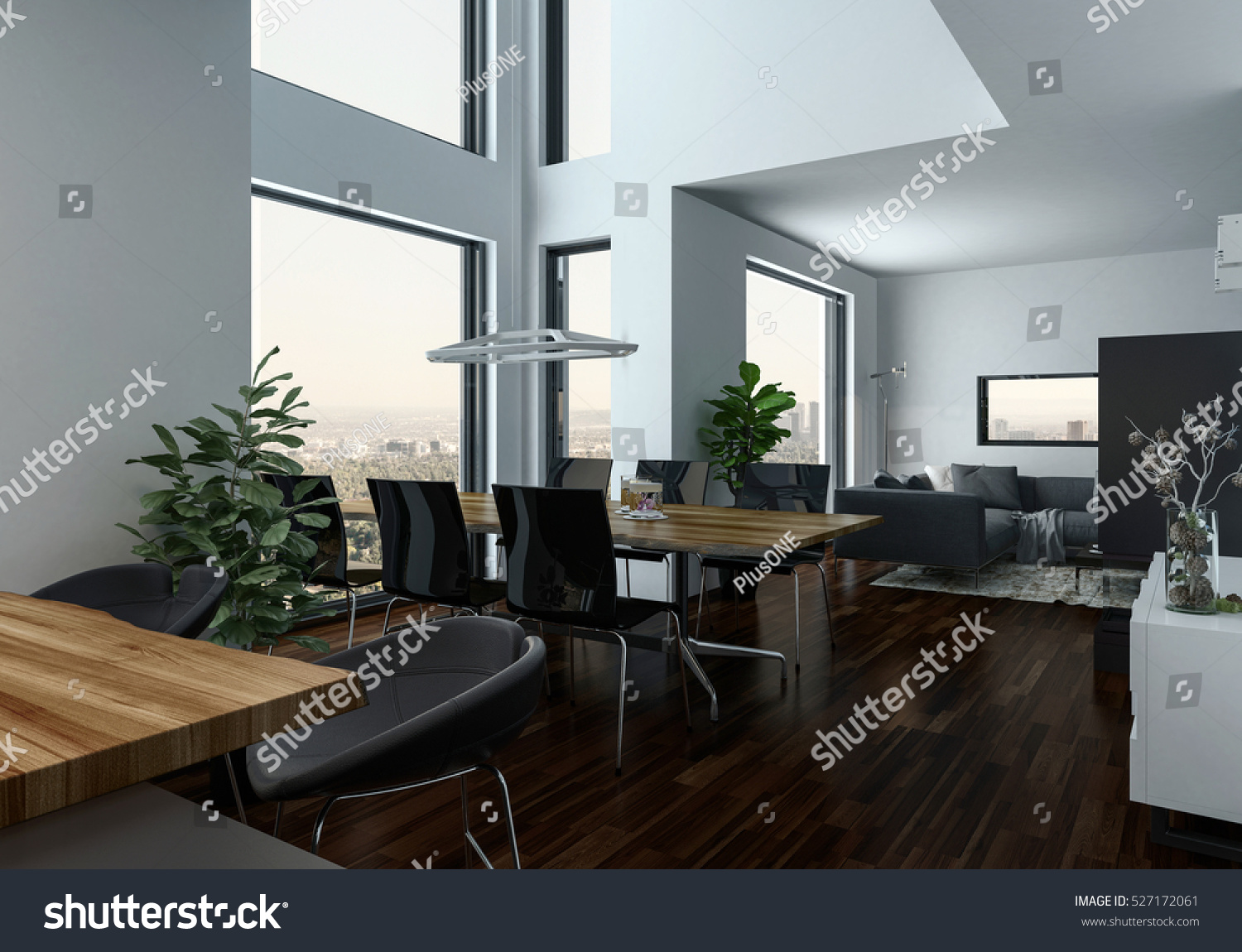 Modern Design Living Room Interior Dining Stock Illustration