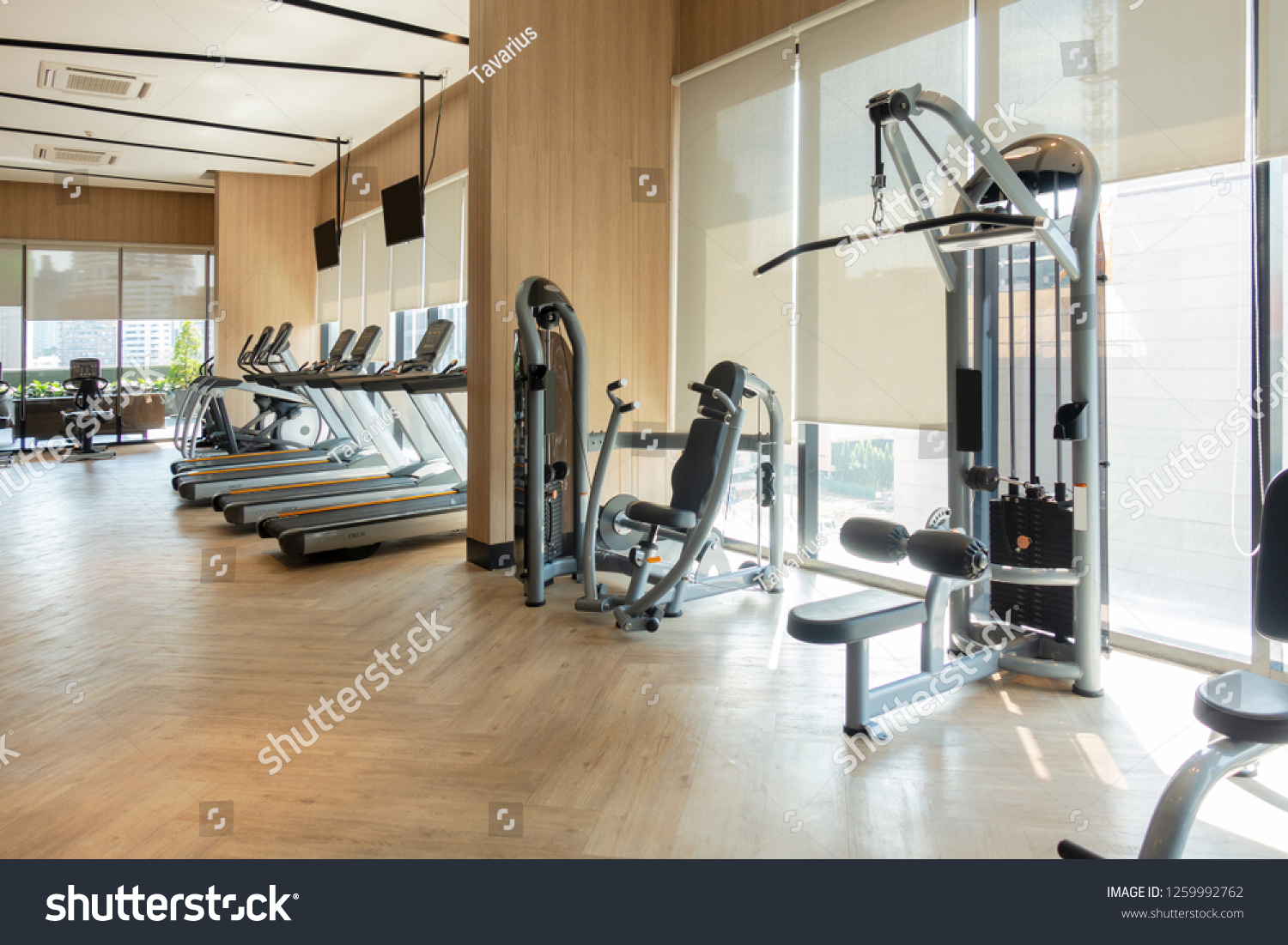 Modern Fitness Center Gym Equipment Decoration Stock Photo Edit