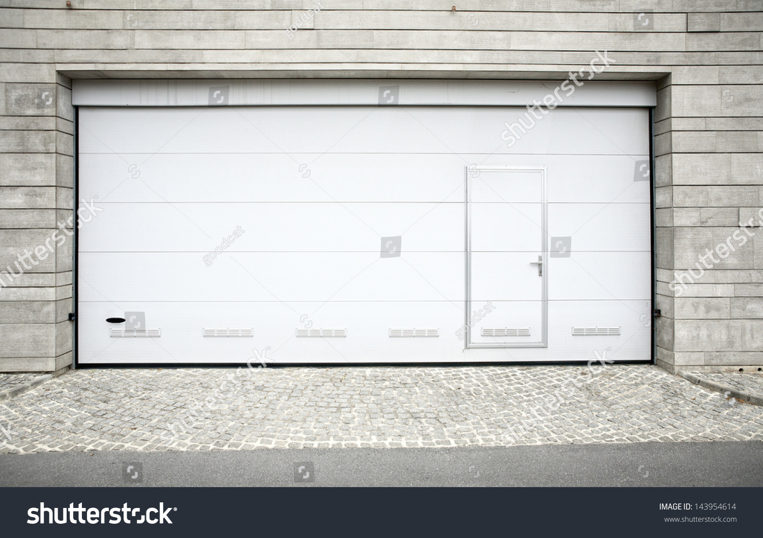 Modern garage door large automatic over stock photo 143954614 ...