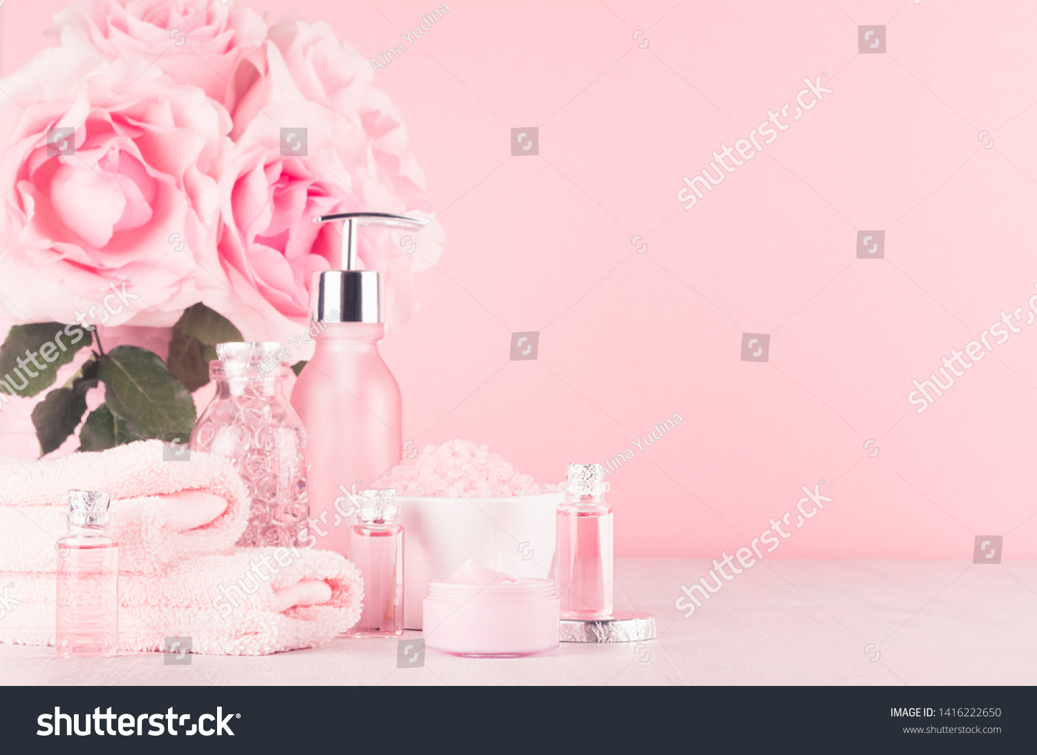 Modern Gentle Girlish Bathroom Decor Cosmetics Stock Photo Edit Now 1416222650