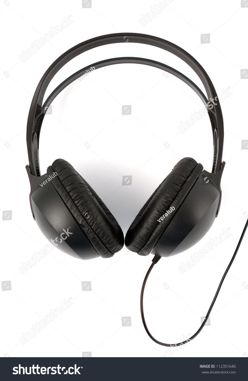 Modern Headphones Over White. A Set Of Modern Black Headphones Over ...