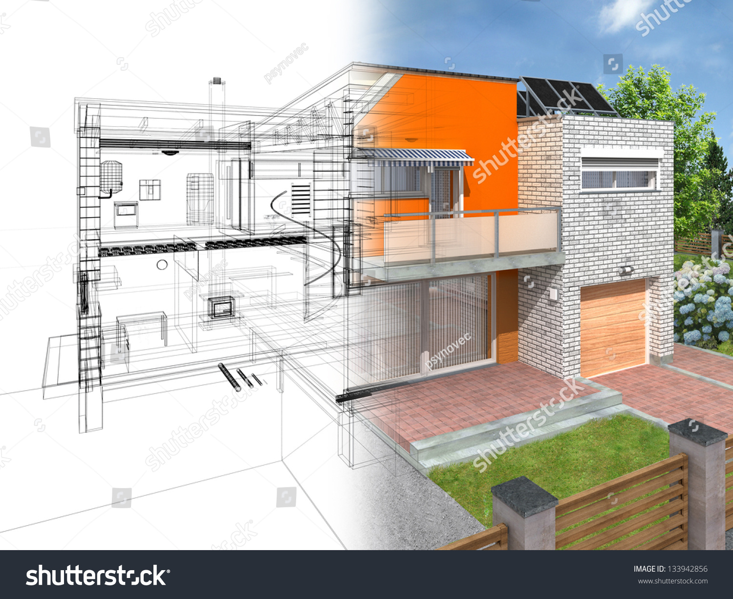 Modern House Section Visible Infrastructure Interior Stock ... Modern House Section Visible Infrastructure Interior Stock ... - ^