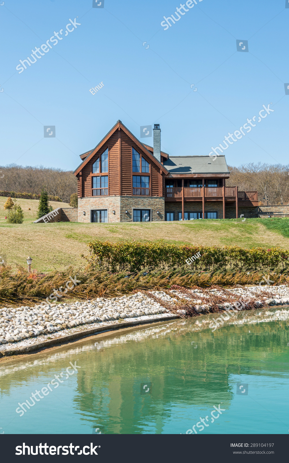 Modern House Near Water On Bright Stock Photo Edit Now 289104197