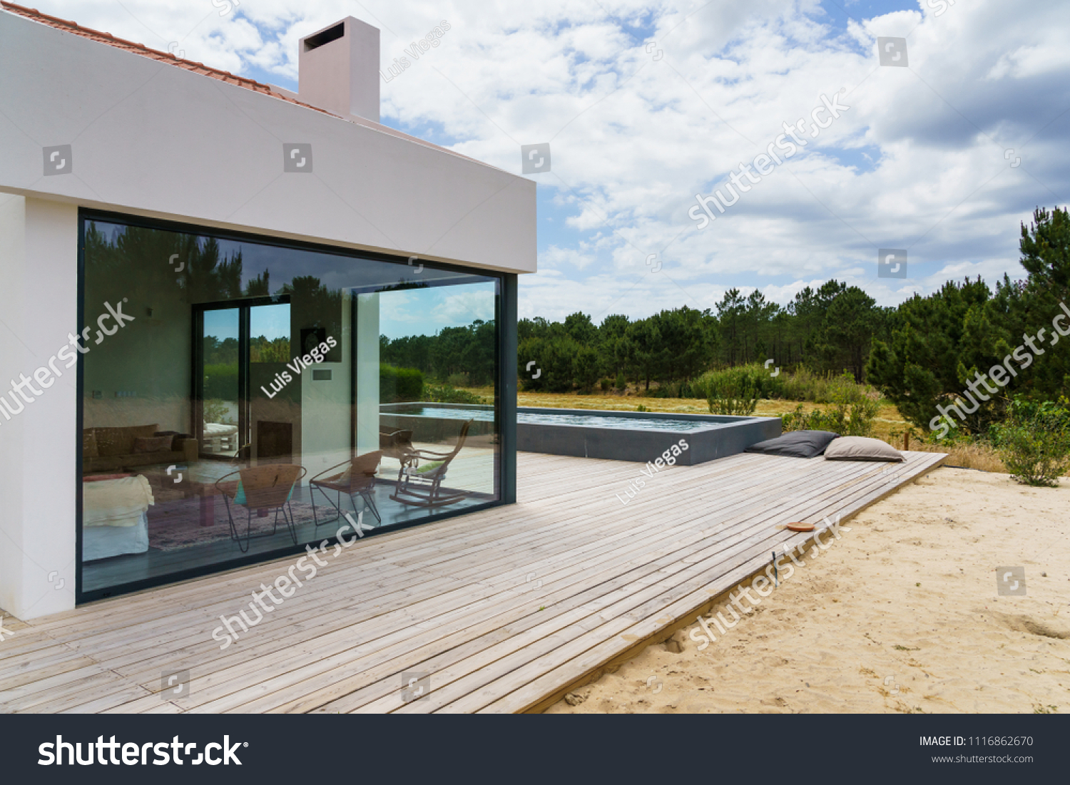 Modern House Garden Swimming Pool Wooden Stock Photo Edit Now