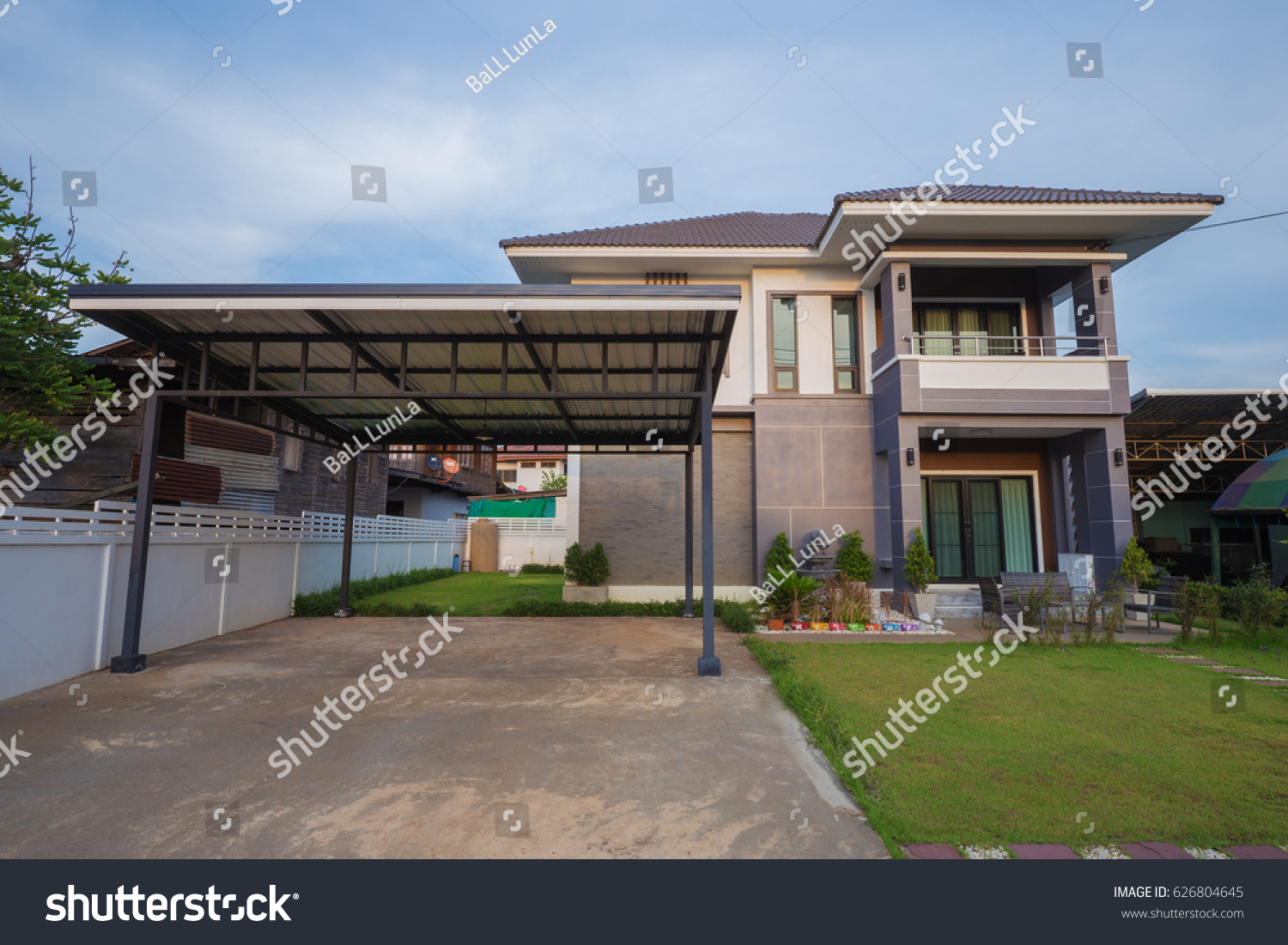 Modern house with sky background