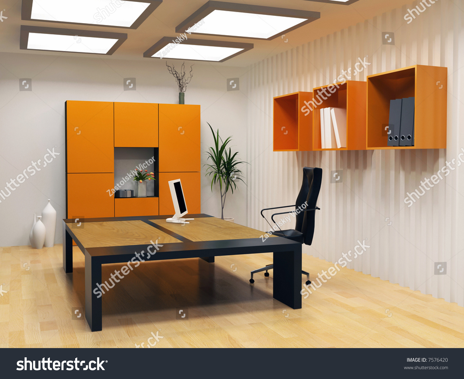 Modern Interior Design Of Cabinet Boss Room(3d Render) Stock Photo ...