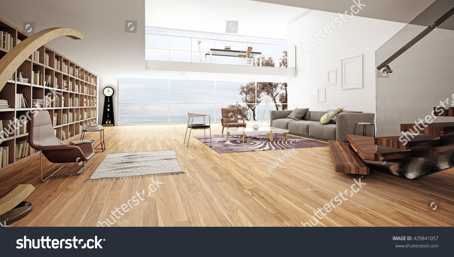 Modern Interior Design Living Room 3d Stock Illustration 429841057 Modern Interior Design Living Room 3d Stock Illustration 429841057