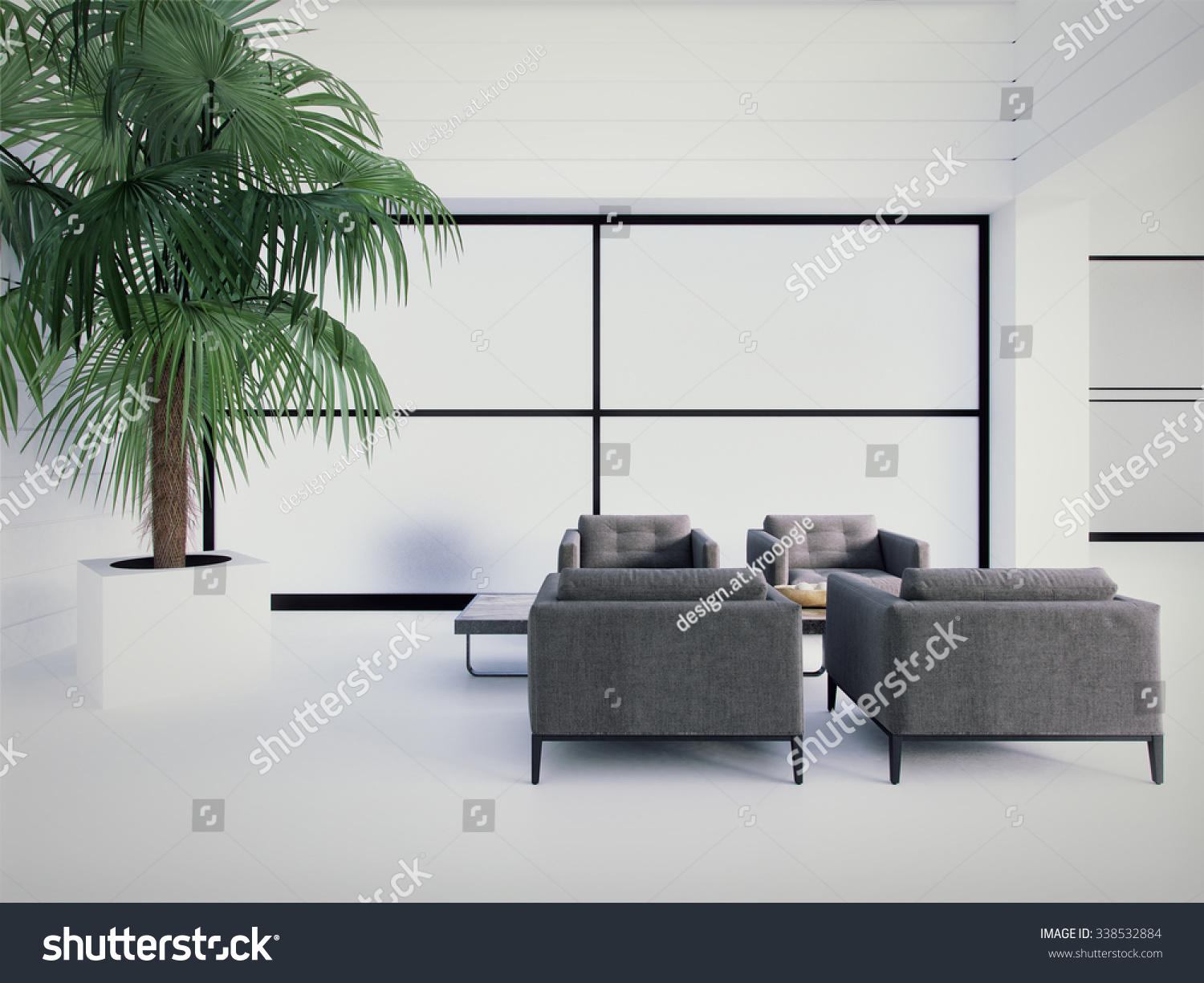 Modern Interior Design Office Lounge 3d Stock Illustration 338532884