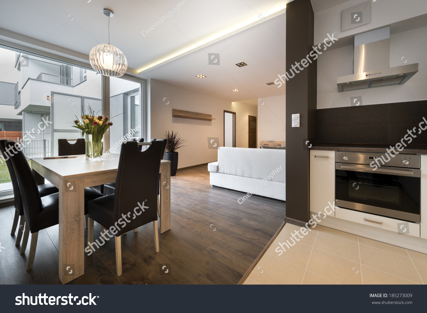 Modern Interior Design Kitchen Living Room Stock Photo (Edit Now