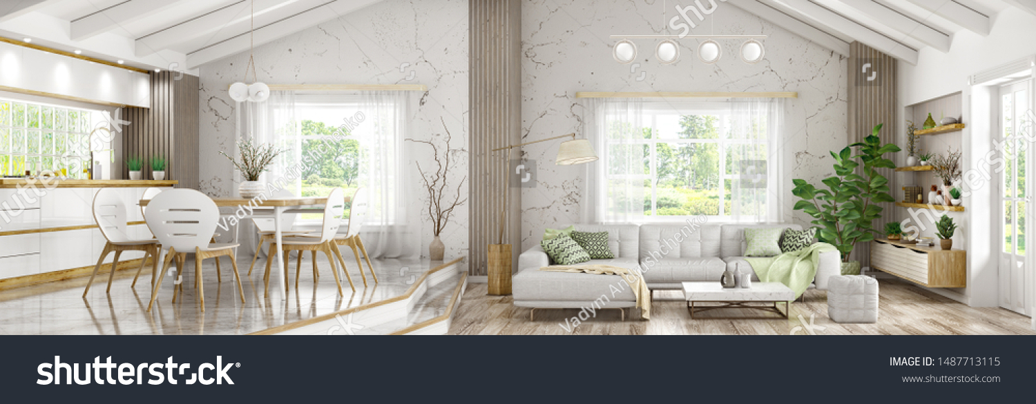 Modern Interior House Living Room Grey Stock Illustration 1487713115