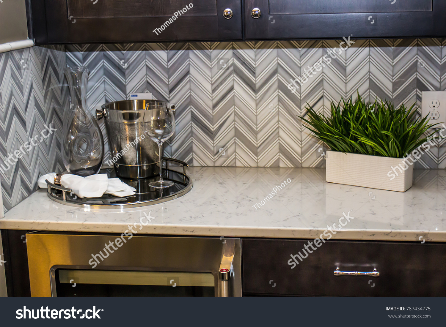 Modern Kitchen Counter Backsplash Stock Photo Edit Now 787434775